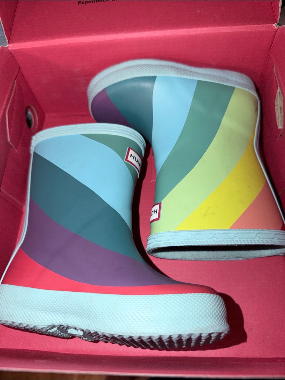 Hunter Kids' Multicolor Rainbow Stripe Rain Boots